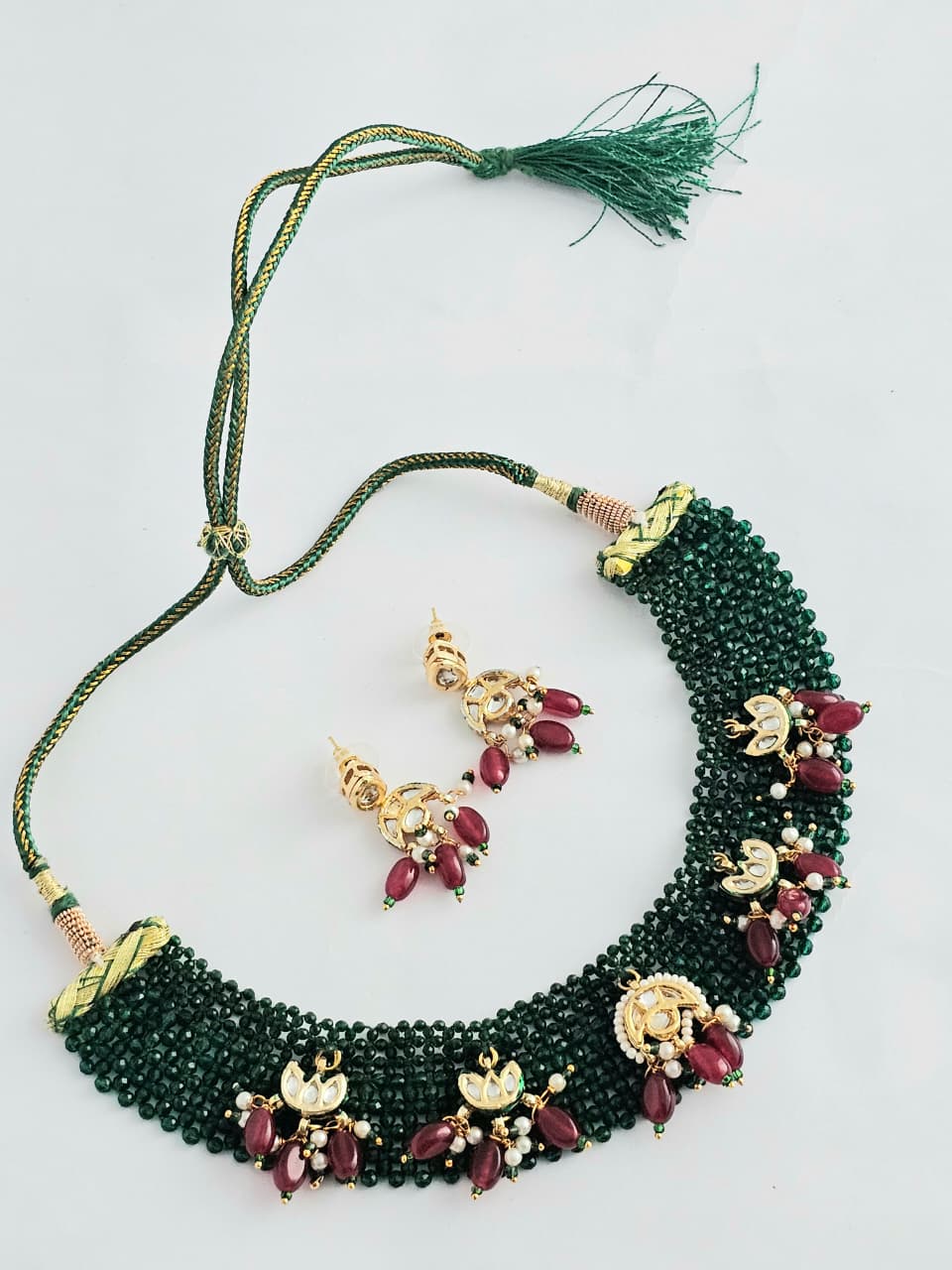 Esha Radiant Emerald Glow Kundan Necklace Set