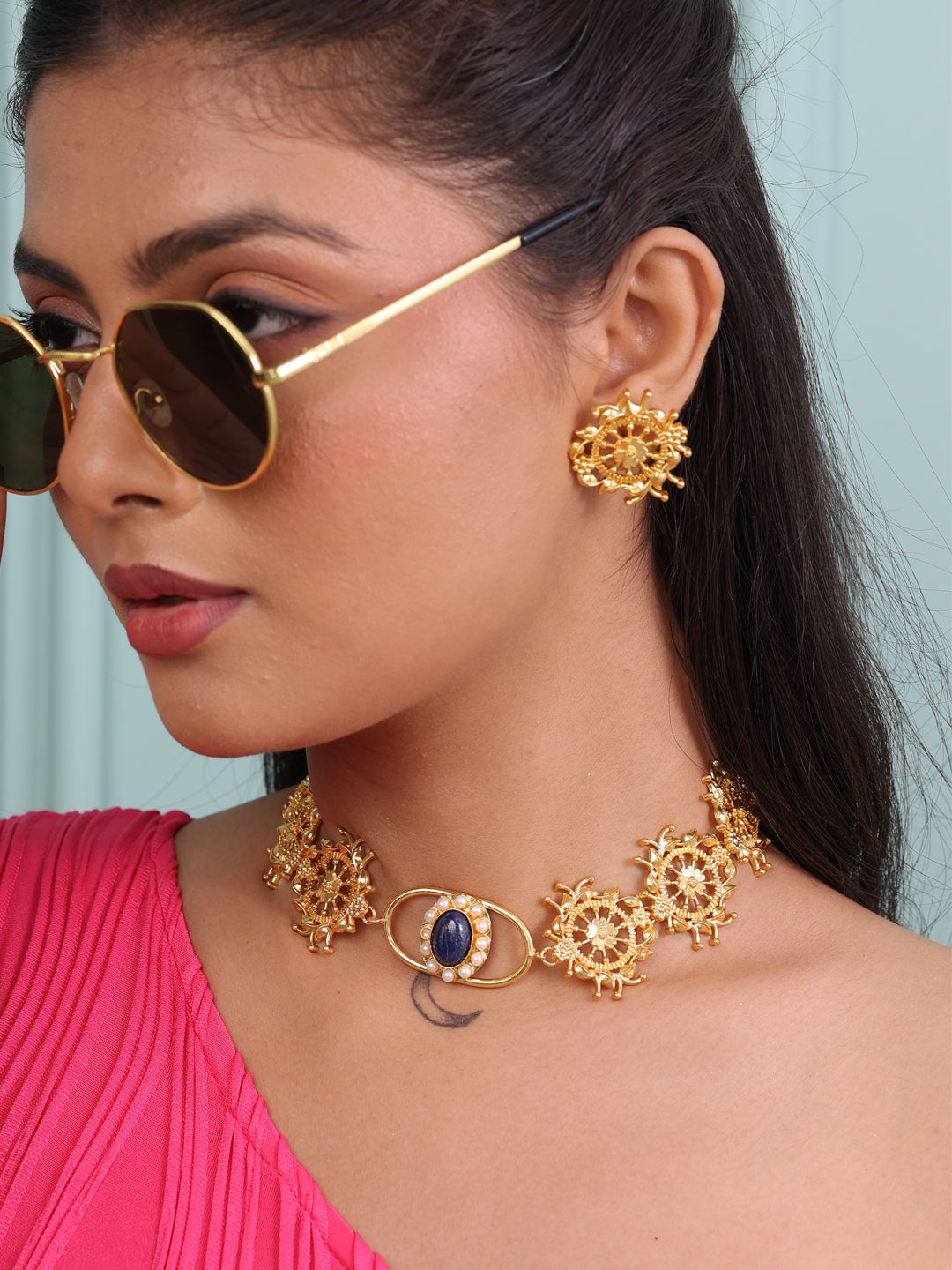 Samaira Radiant Golden Blush Harmony Necklace Set