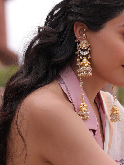 Anvitha Celestia Pachi Kundan Radiance Chain Earrings