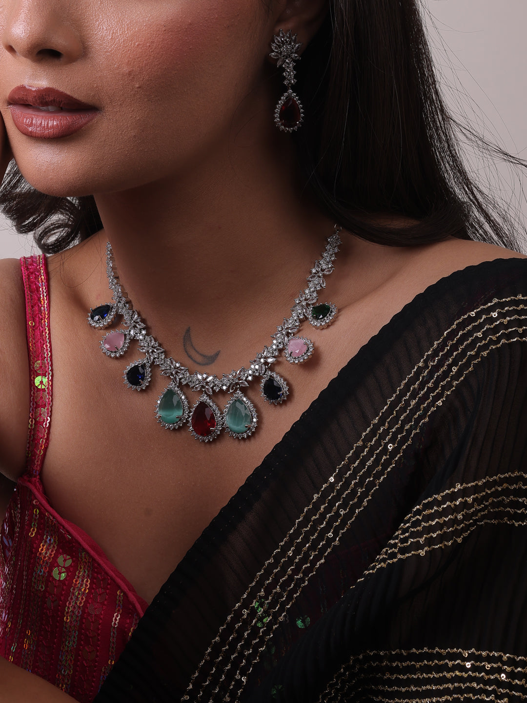 Rainbow Bloom AD Necklace Set