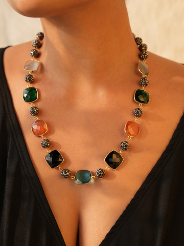 Luminous Multi-Coloured Stone Necklace