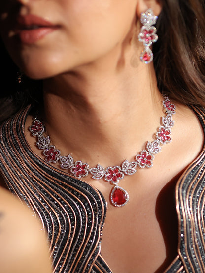 Blush Bloom AD Necklace Set
