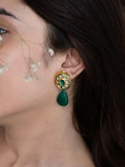 Diya Kundan Quartz Drop Earrings