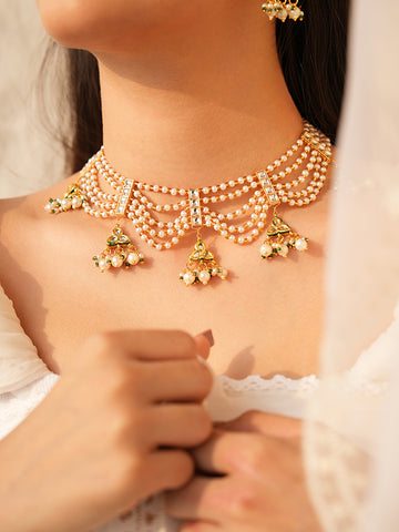 Opulent Pearl & Kundan Necklace Set