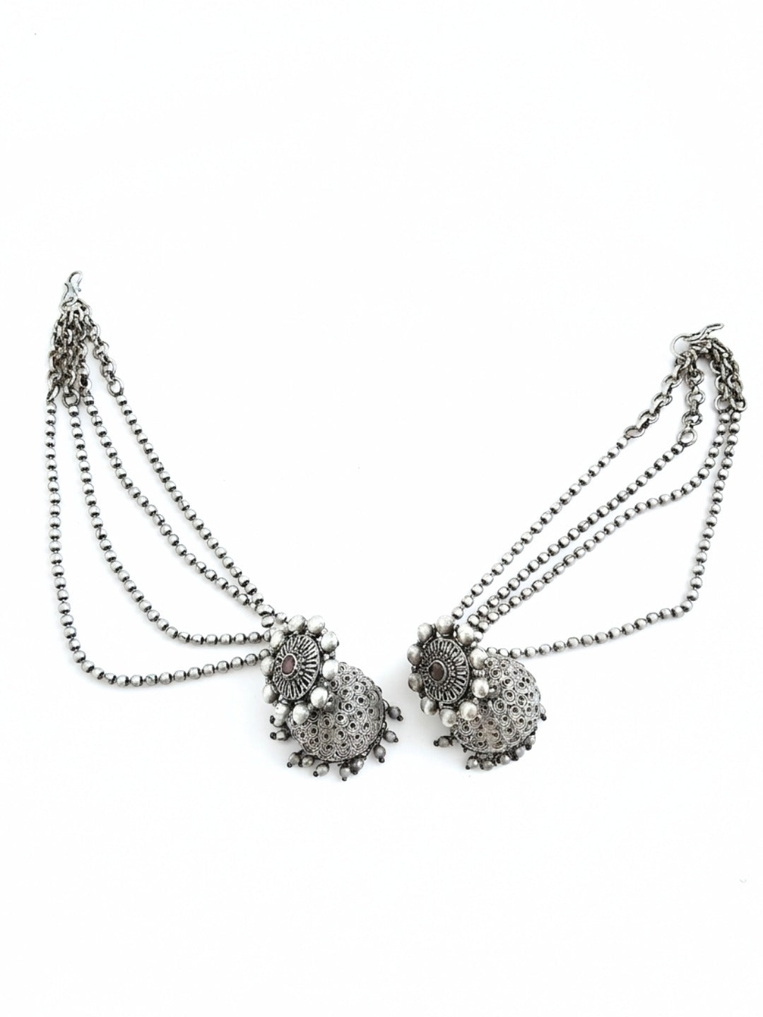 Silver Aura Jhumka Earchain