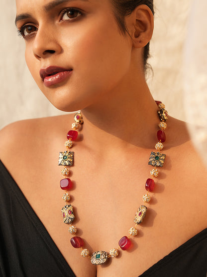 Nayantara Lustrous Quartz And AD Beaded Necklace