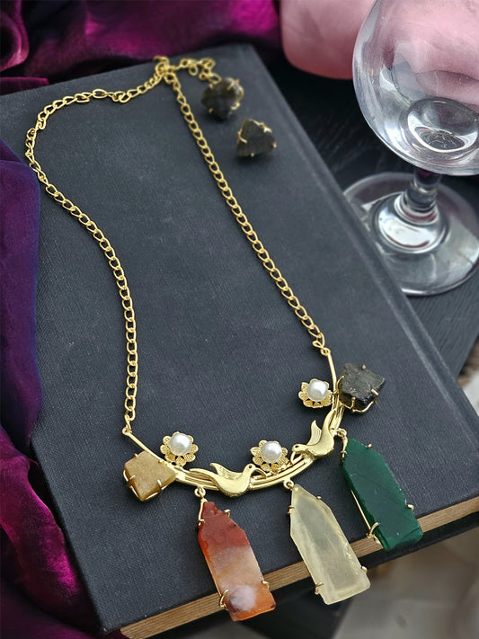 Ishani Luminous Trio Monalisa Necklace Set