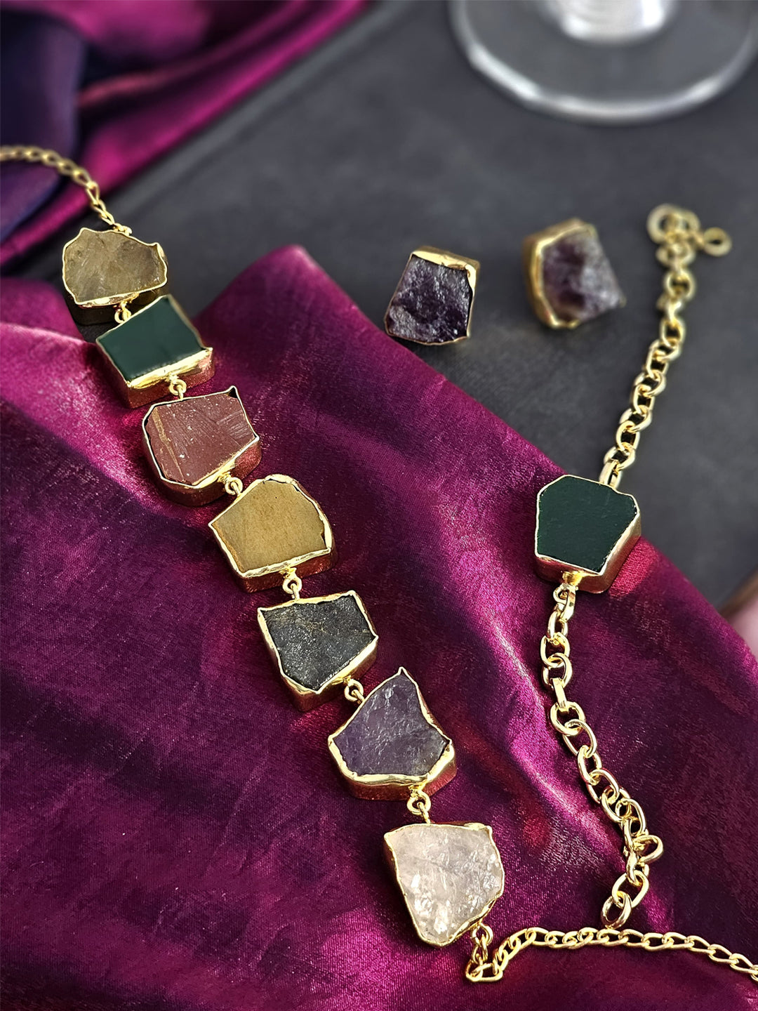 Aarohi Earthly Elegance Natural Stone Necklace Set