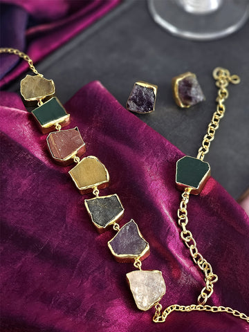 Aarohi Earthly Elegance Natural Stone Necklace Set