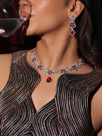 Blush Bloom AD Necklace Set