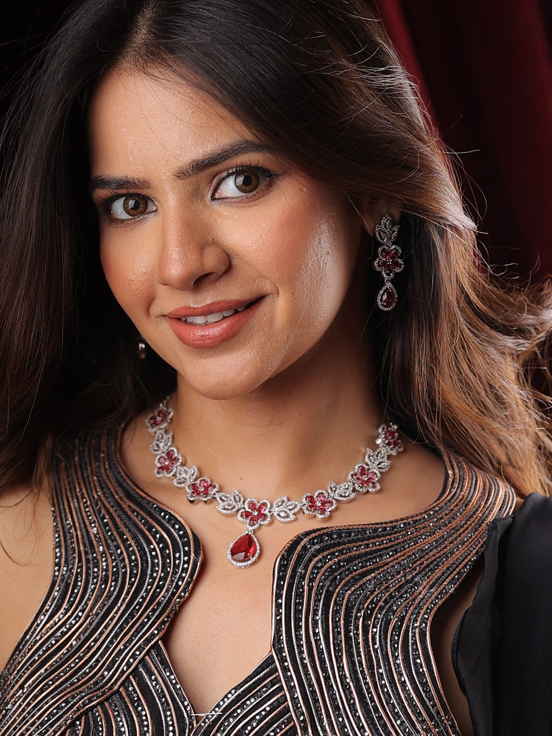 Blush Bloom AD Necklace Set