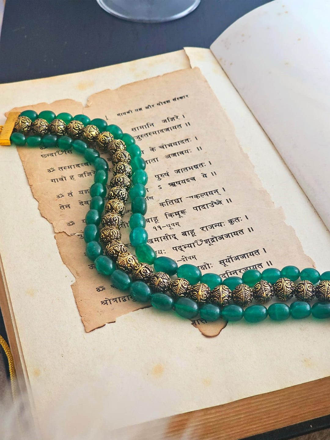 Sharvani Enchanting Green Quartz Trio Choker