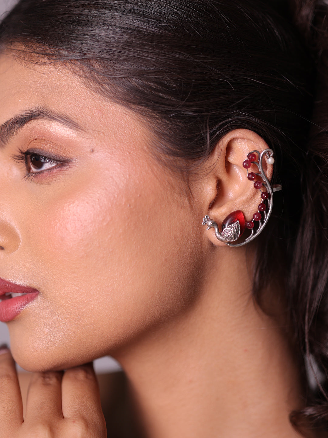Samaira Peacock Royale Gemstone Bloom Earcuff
