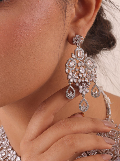 Silver Bloom AD Necklace Set