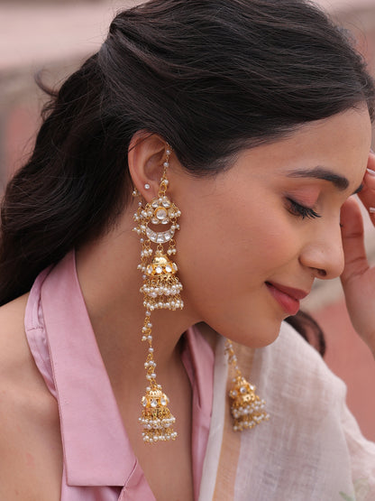 Anvitha Celestia Pachi Kundan Radiance Chain Earrings