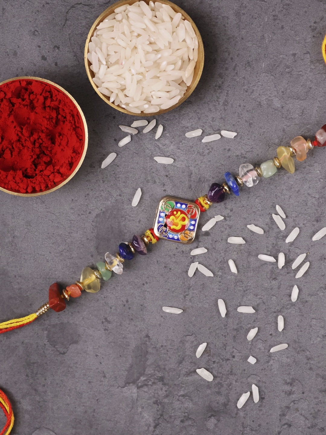 7 Chakra Square Om Chips Rakhi