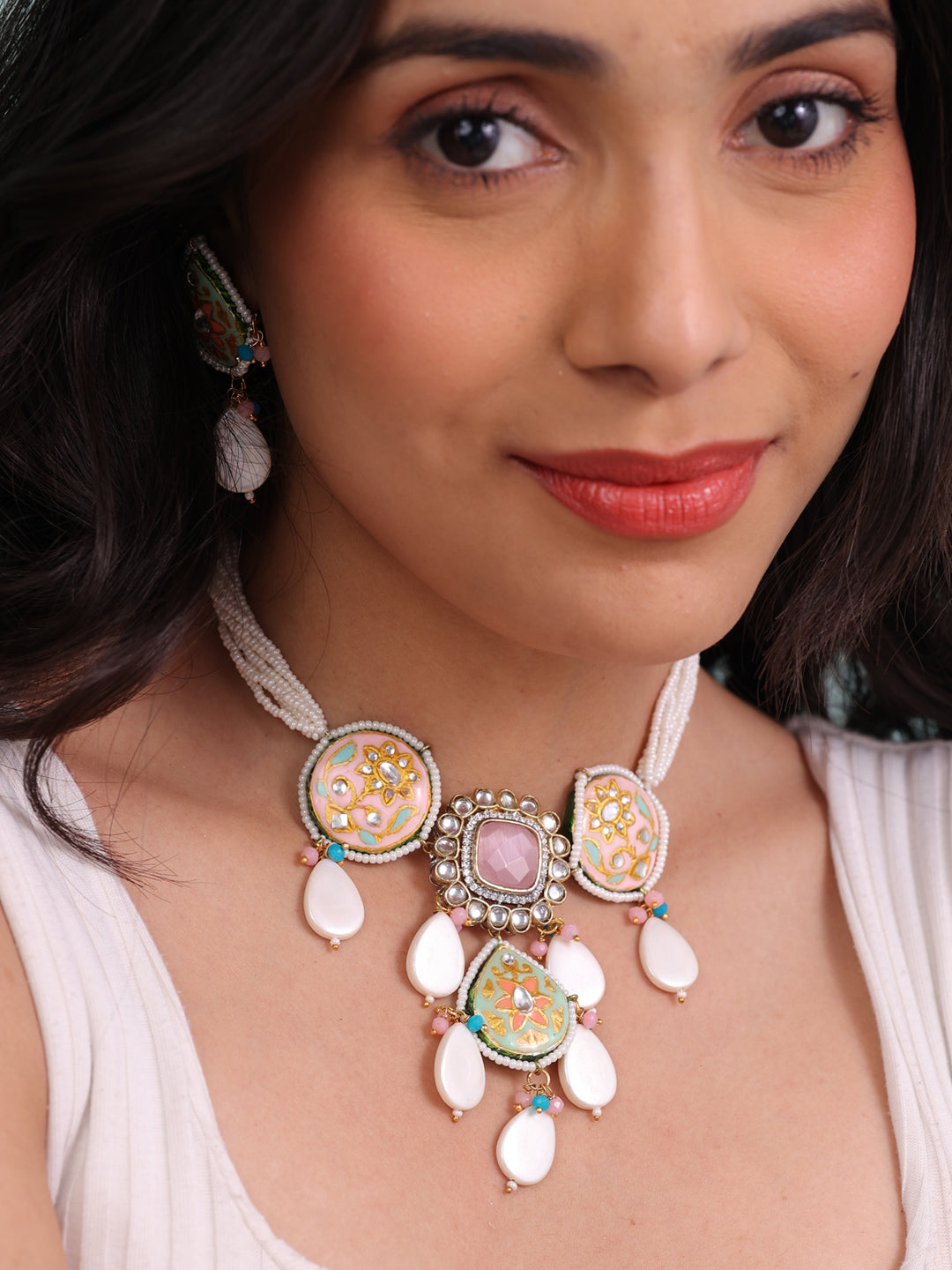 Royal Polki Pendant  Necklace Set