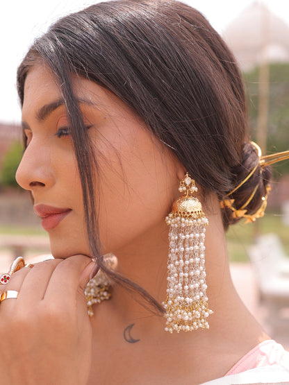 Divyana Eternal Allure Pachi Kundan Cascading Jhumkas