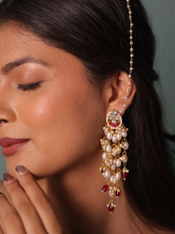 Anvika Enchanted Heritage Pachi Kundan Stud Earchain