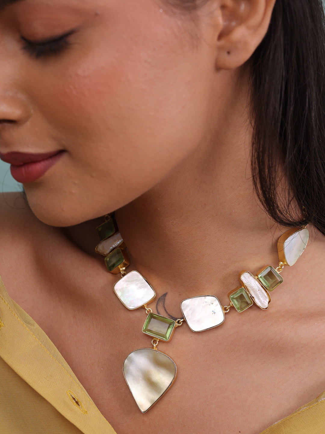 Lumora Serene Pearl-Glass Harmony Cascade Necklace