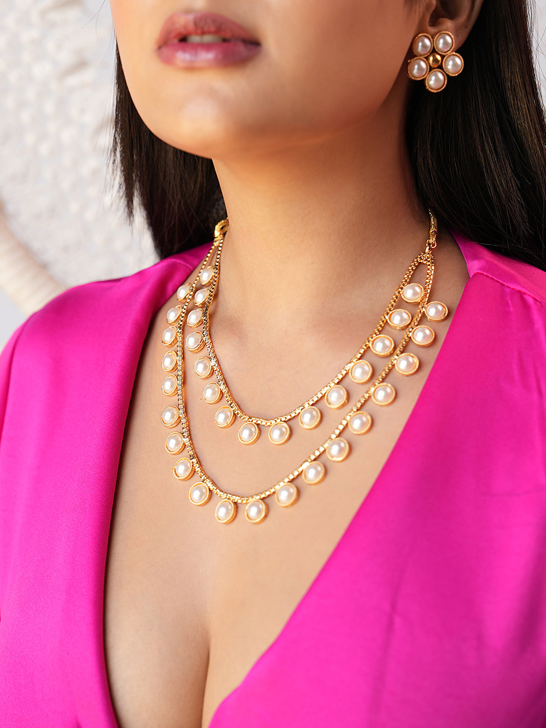 Veya Layered Pearl Necklace Set