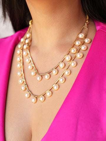 Veya Layered Pearl Necklace Set