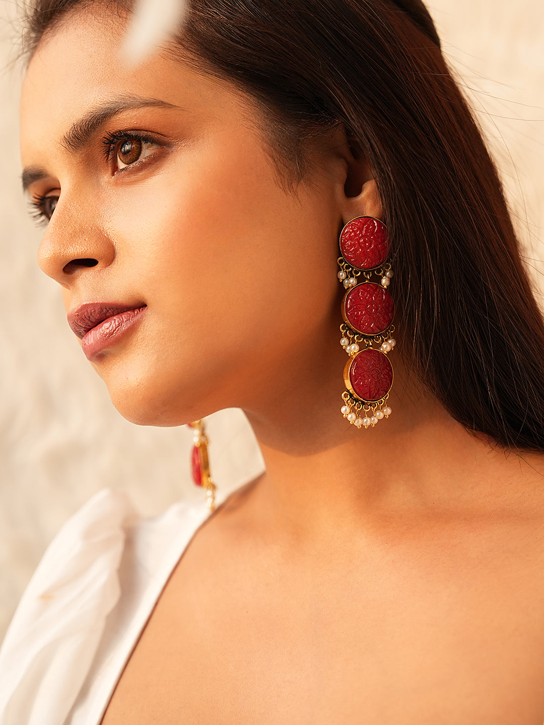 Monalisa Stone Bloom Luxe Pearl Earrings