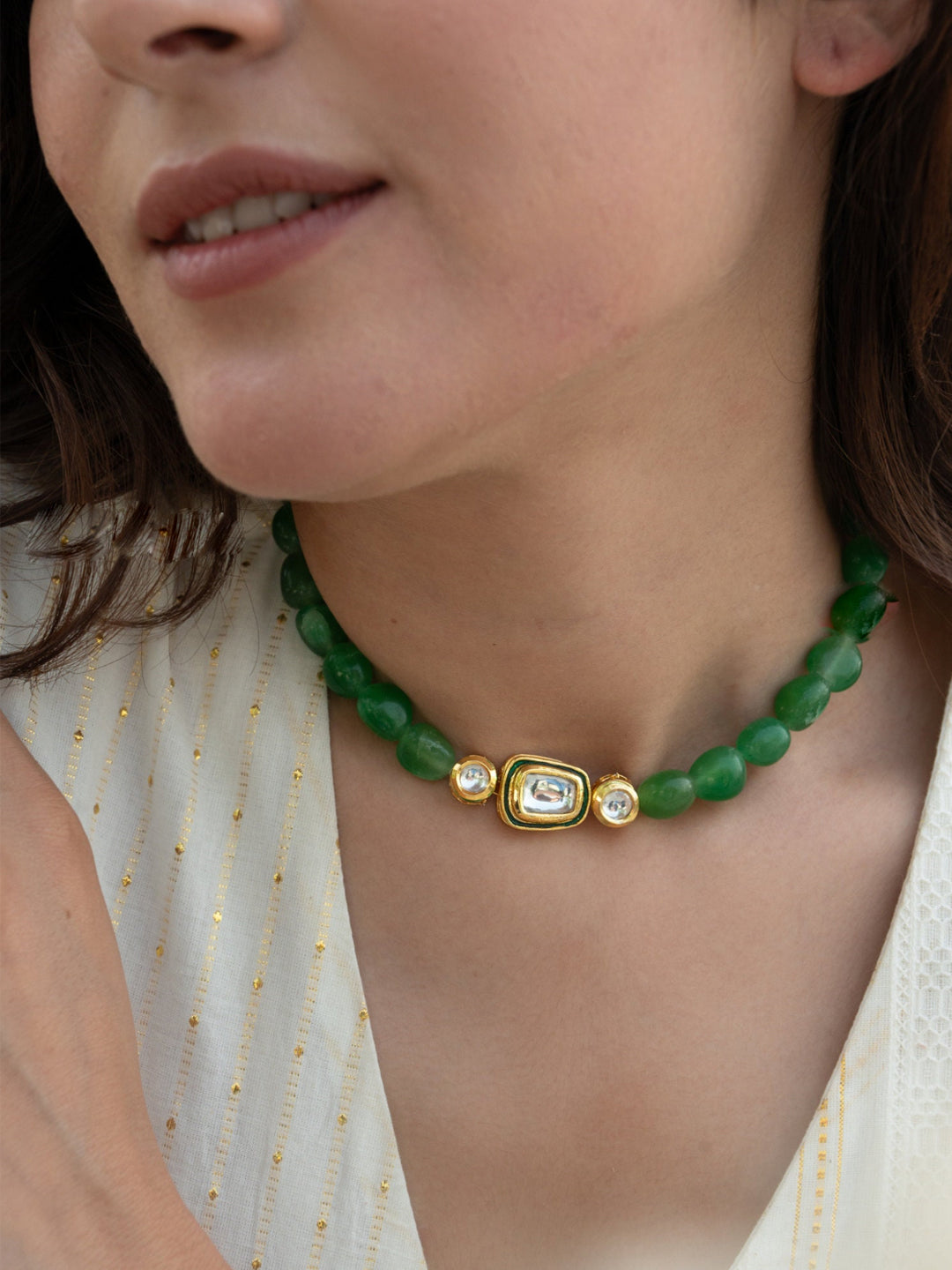 Eira Green Quartz Kundan Choker