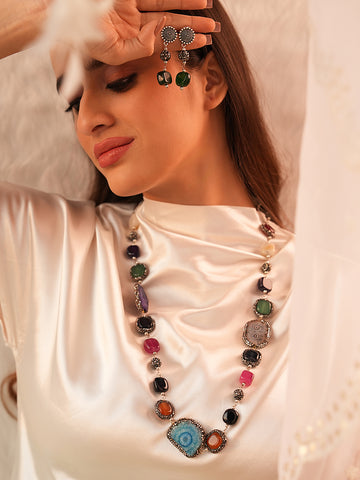 Vanya Multicoloured Gemstone Elegance Necklace Set