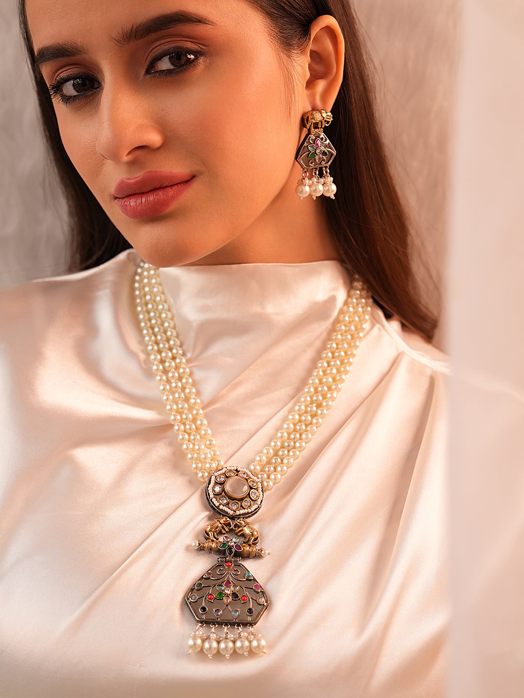 Naira Sophisticated Multi-Layered Necklace Set with Elephant Embellishment
