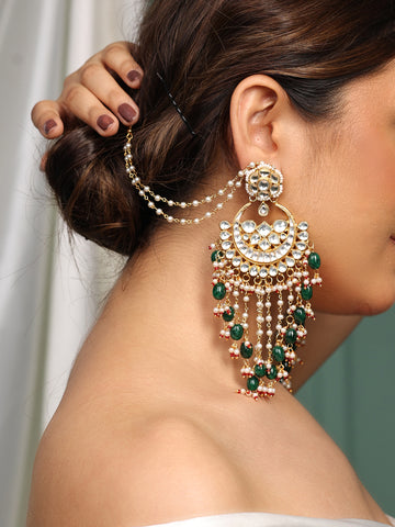 Noor Eternal Glow Kundan Crescent Chand-Bali Earrings