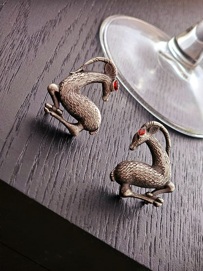 Ishani Whimsical Reindeer Charm Stud Earrings