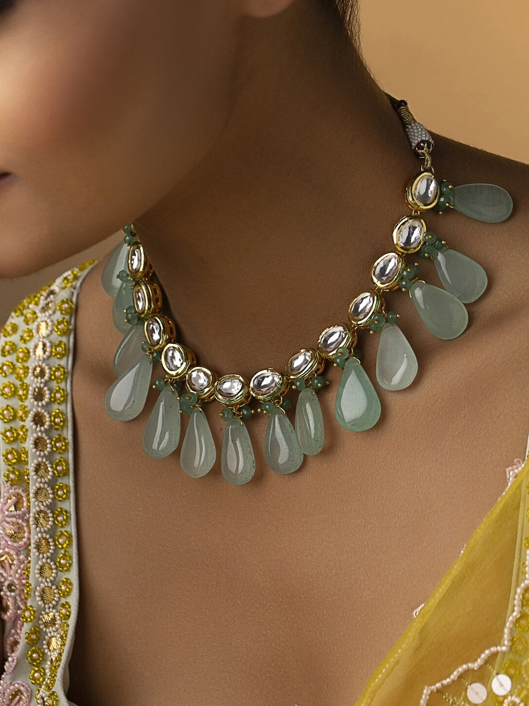Falak Mint Quartz Kundan Set