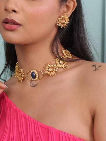 Samaira Radiant Golden Blush Harmony Necklace Set