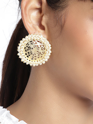 Tanishka Radiant Golden Classic Circular Stud Earrings
