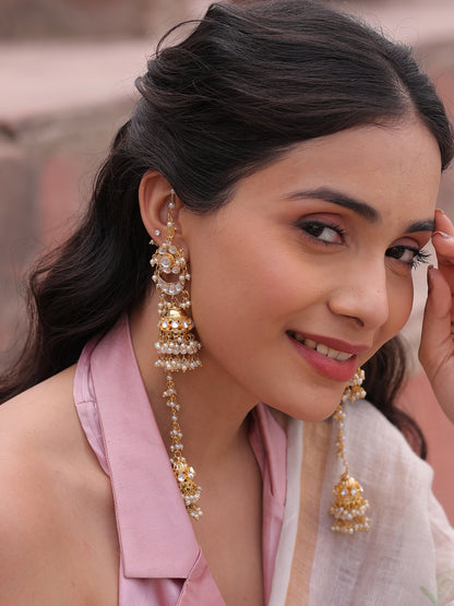 Anvitha Celestia Pachi Kundan Radiance Chain Earrings
