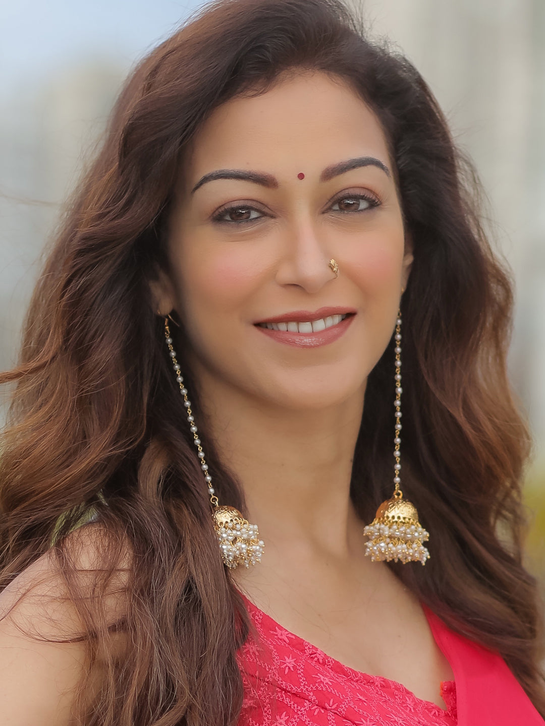 Anvika Lumina Pearl-Enchanted Cascading Jhumkas