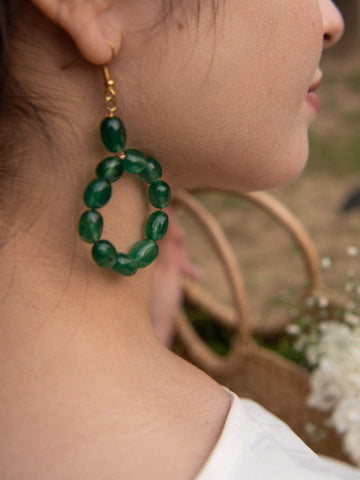 Zehna Green Quartz Hook Earrings