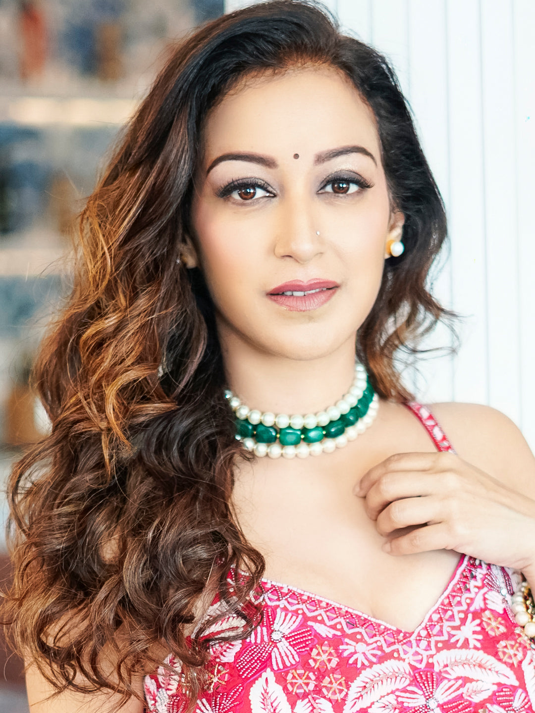 Arisha Pearl And Emerald Quartz Choker Set