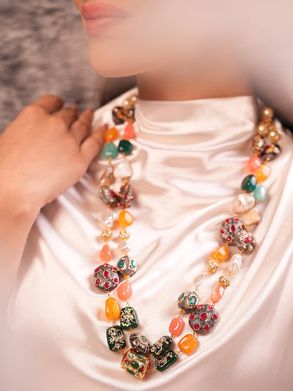 Soraya Mother Of Pearl And Quartz Necklace Set