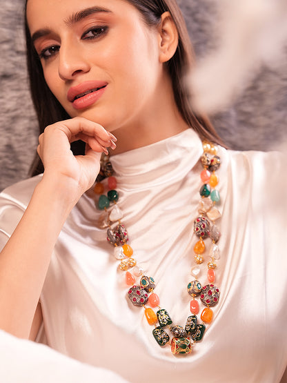 Soraya Mother Of Pearl And Quartz Necklace Set