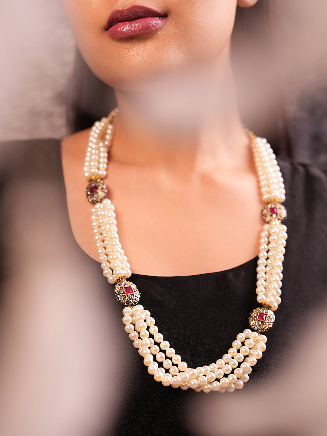 Anaya Grace Pearl And Quartz Necklace Set