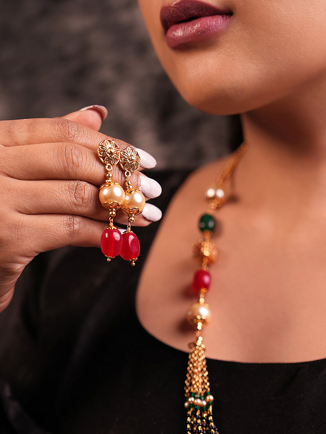 Gold-Plated Lumina Jade Multi-Layered Necklace Set