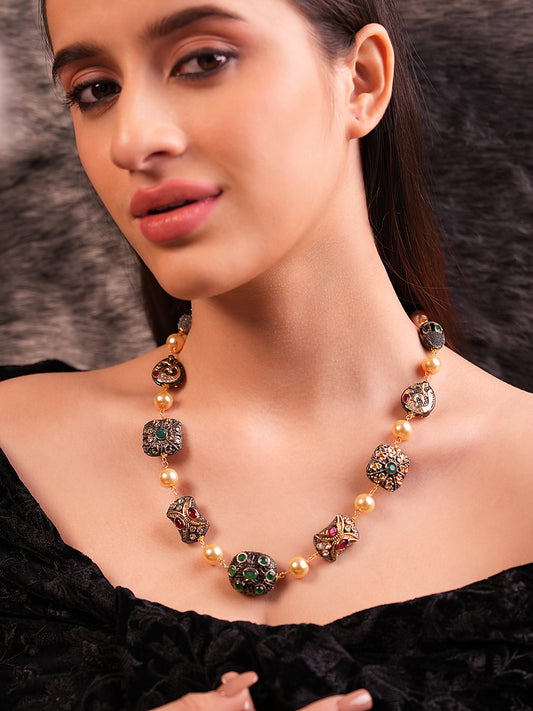 Midnight Tumble Pearl & Quartz Necklace Set