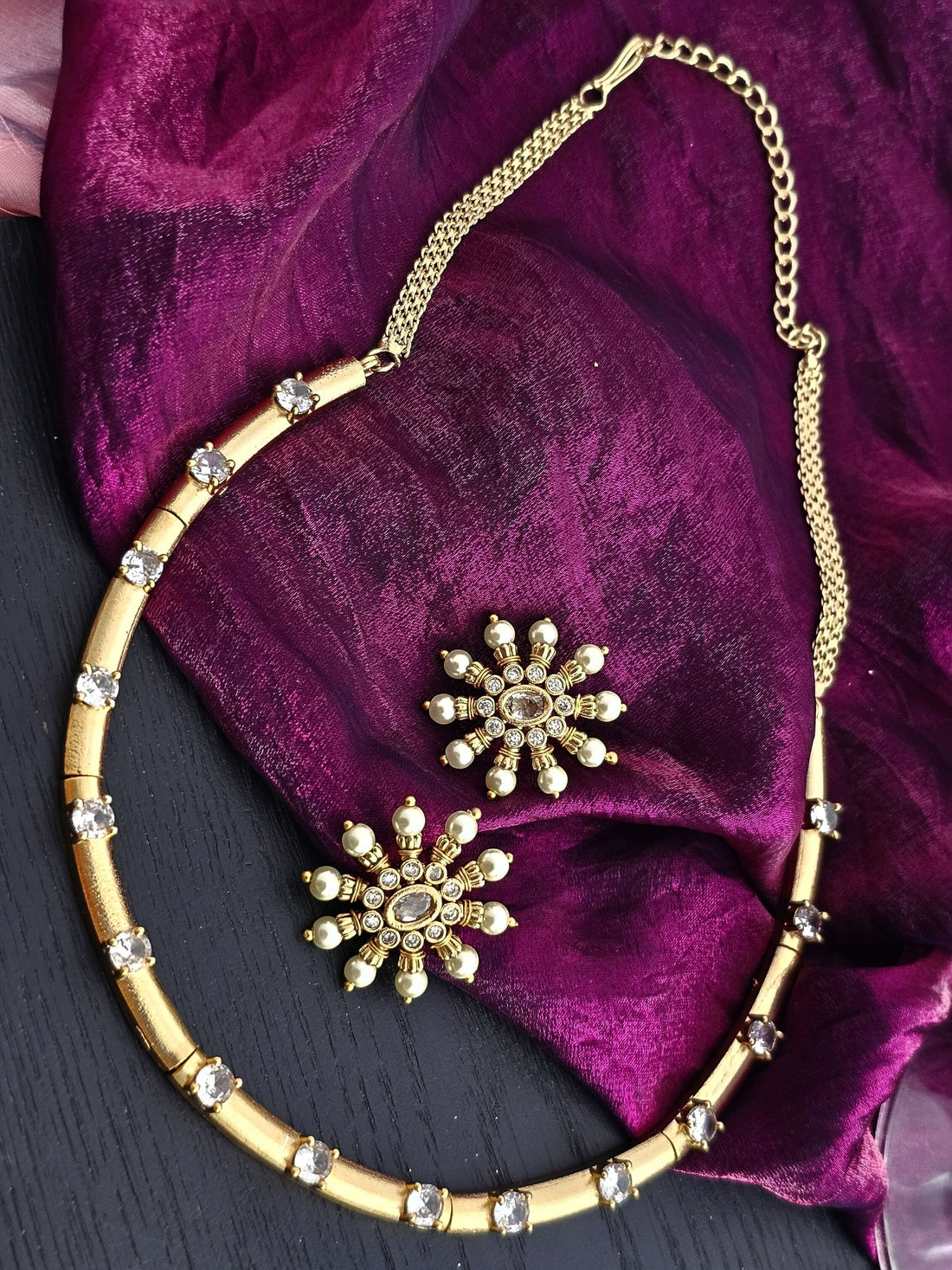 Sundarika Golden Stone Necklace Set