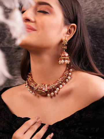 Rajvanshi Crescent Meenakari Choker Set