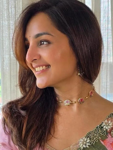 Padmavati Lotus Bloom Meenakari Choker Necklace Set