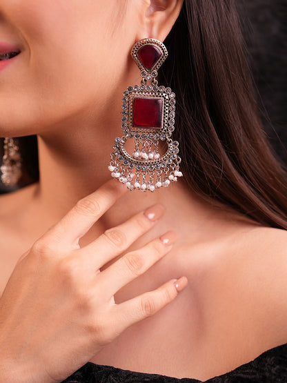 Crimson Gem Dangle Earrings