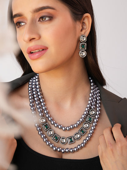 Shubi Tri-Strand Majestic Pearl Necklace Set