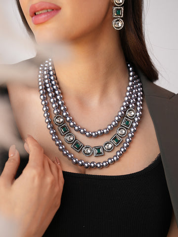 Shubi Tri-Strand Majestic Pearl Necklace Set